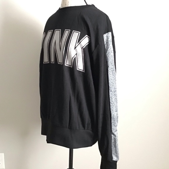 PINK VS Sequins Campus Crew Sweatshirt Top NWT - Picture 3 of 10
